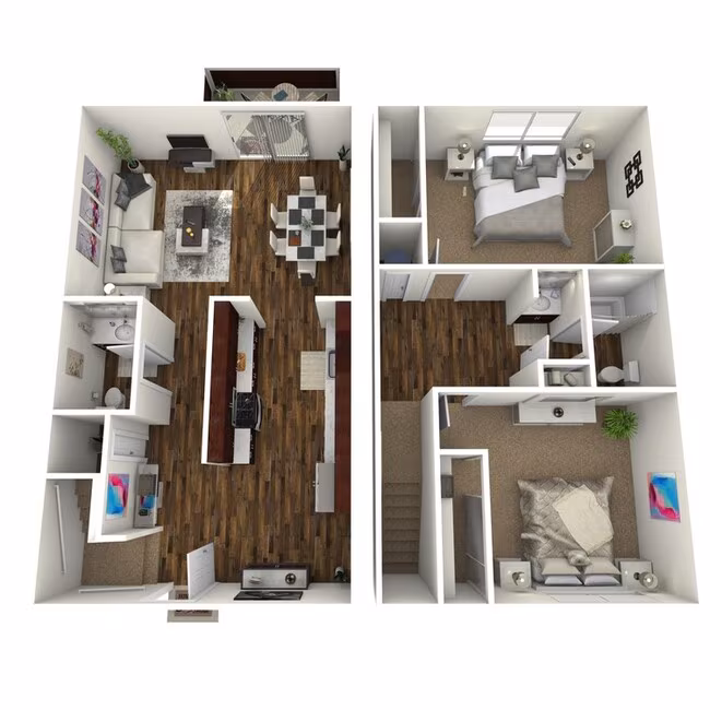 2 Beds • 1 Bath M-2 floor plan